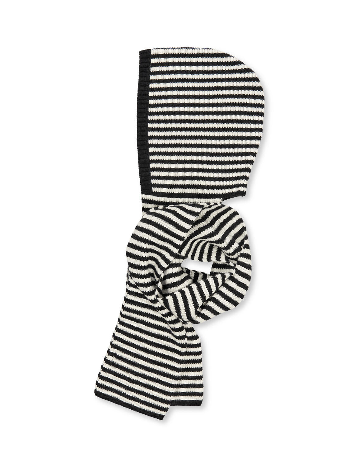 One Wool Freja Hooded halstørklæde – Black/Vanilla Ice